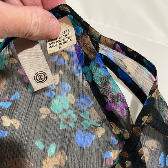 RVCA flowing floral sheer tunic top with zipper back - Picture 2 of 2